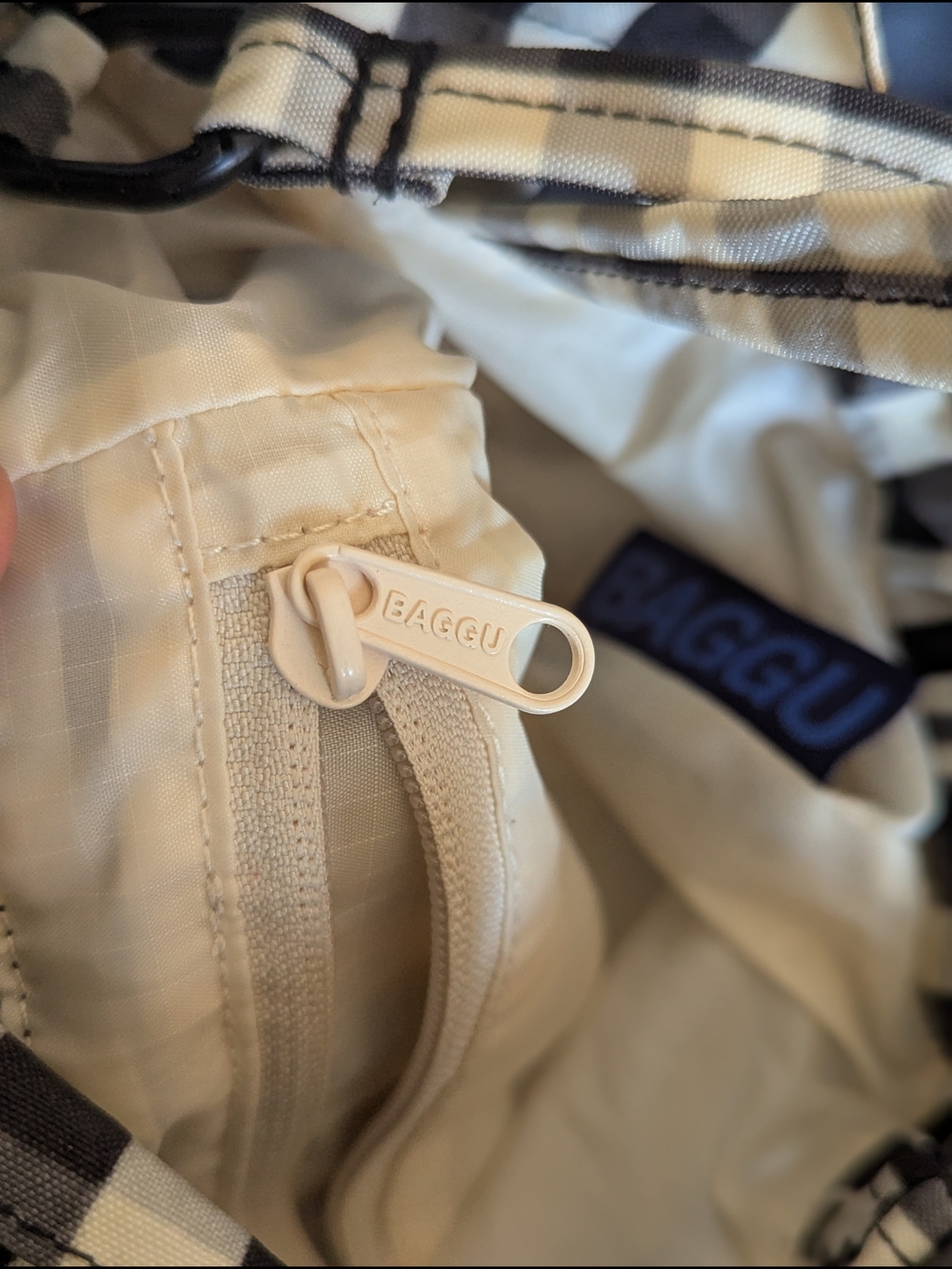 Black & White Check Drawstring Tote Bag - Picture 6 of 6